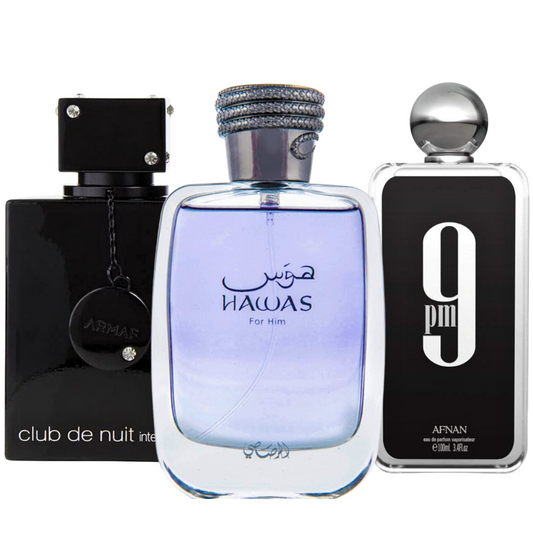 Hawas, Club de Nuit Intense, 9PM - For MEN EDP 100ML (3.4 OZ), Exquisite Fragrances, Collection For Men. (BUNDLE) - Classic Cologne Corner 